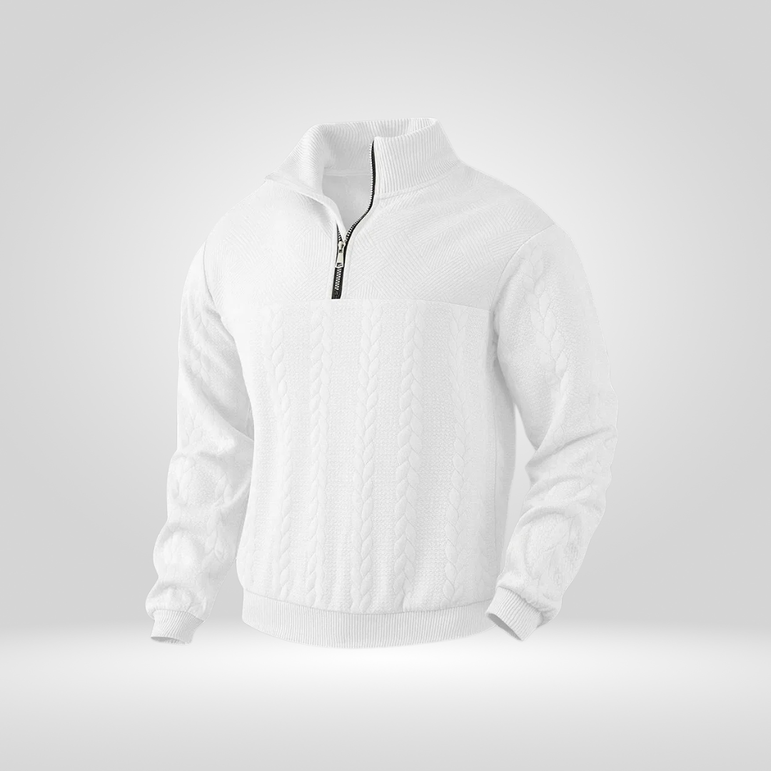 Sweter Męski | Kołnierz Henley, Pół Zamek i Bawełniana Dzianina