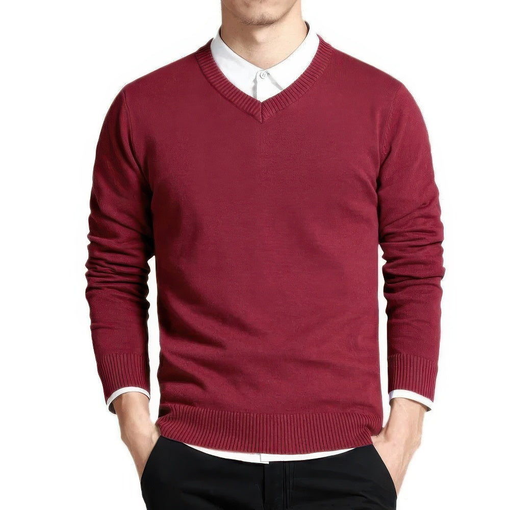 Sweter Męski | Dekolt w Serek z Przewiewną Tkaniną