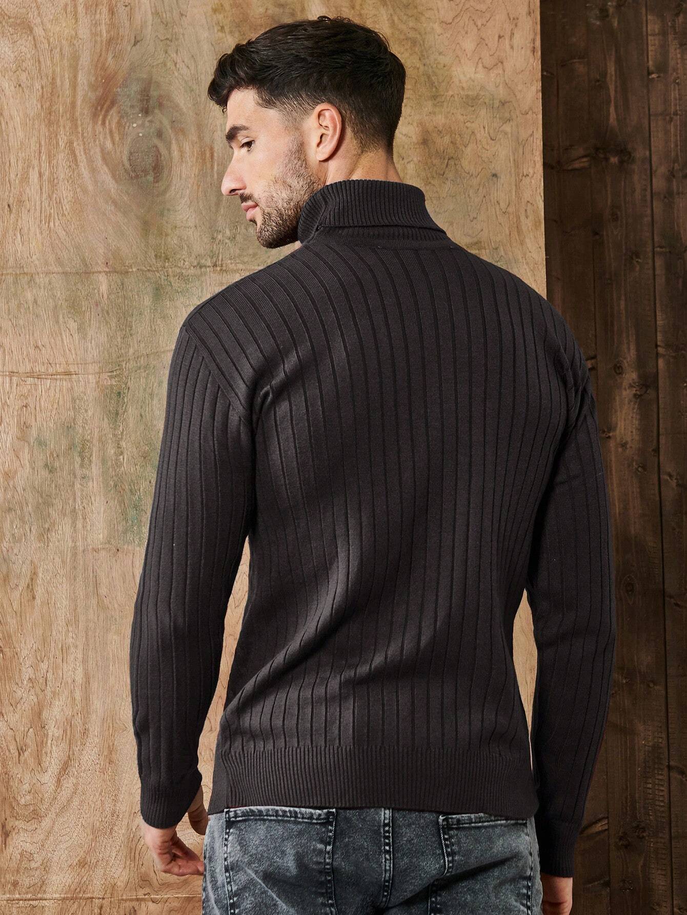 Sweter Męski | Golf z Prążkowaną Strukturą i Dopasowanym Krojem