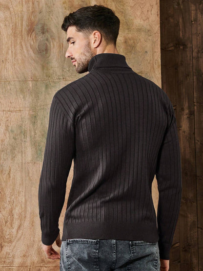 Sweter Męski | Golf z Prążkowaną Strukturą i Dopasowanym Krojem