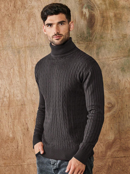 Sweter Męski | Golf z Prążkowaną Strukturą i Dopasowanym Krojem