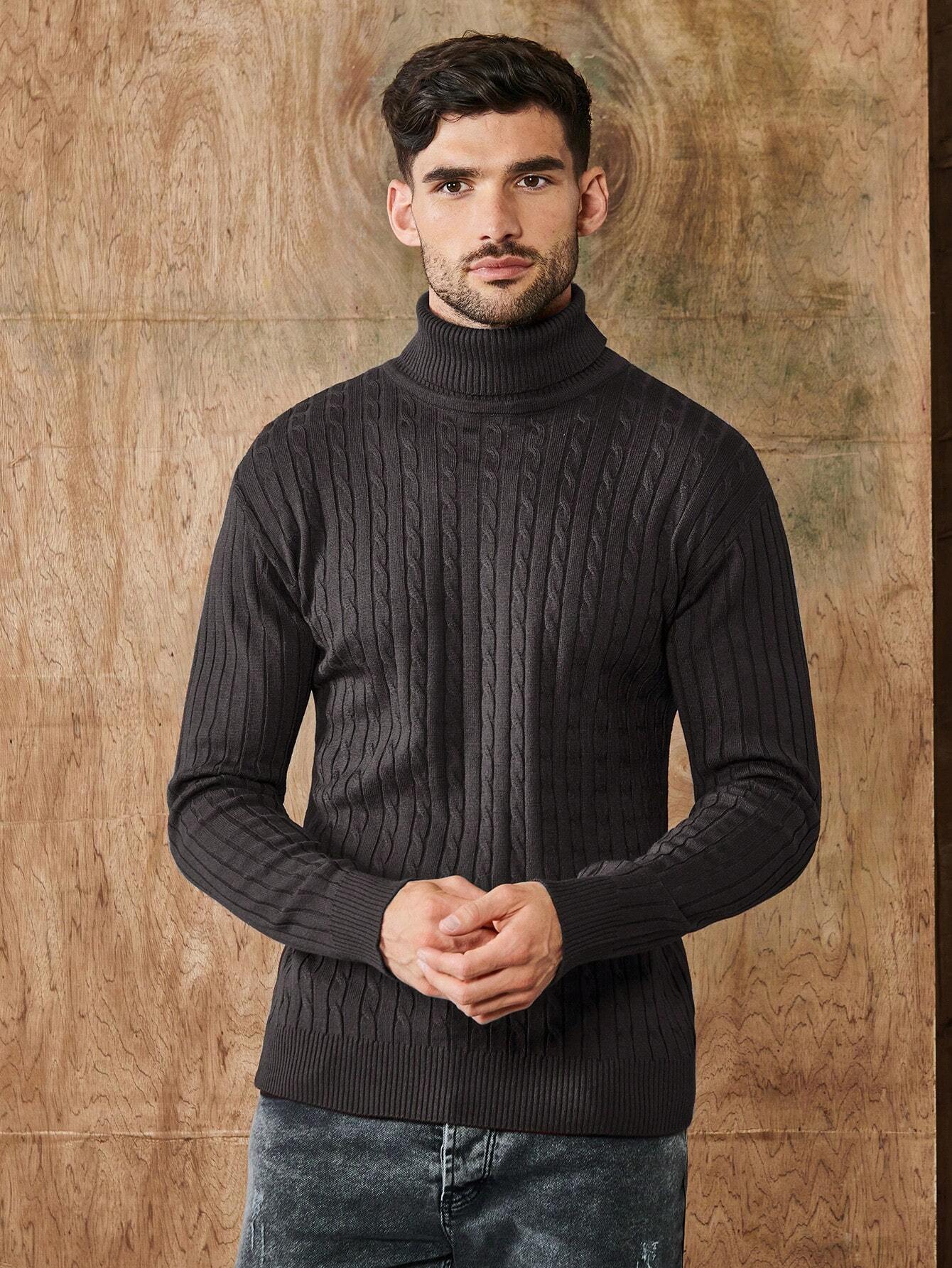Sweter Męski | Golf z Prążkowaną Strukturą i Dopasowanym Krojem