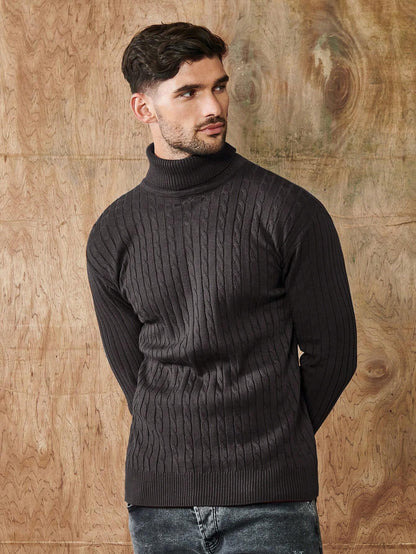 Sweter Męski | Golf z Prążkowaną Strukturą i Dopasowanym Krojem