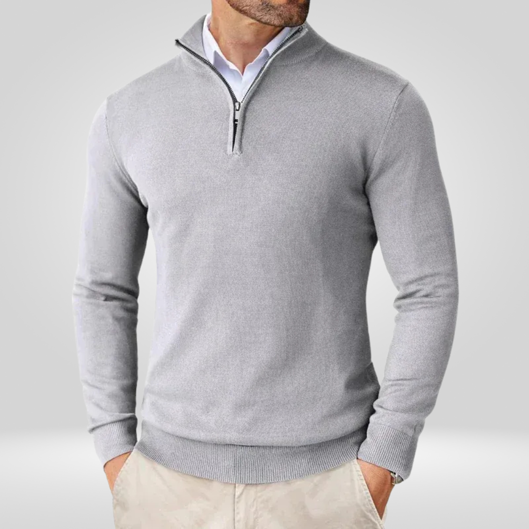Sweter Męski | Kaptur, Stójka Mock Neck i Krótki Zamek przy Szyi