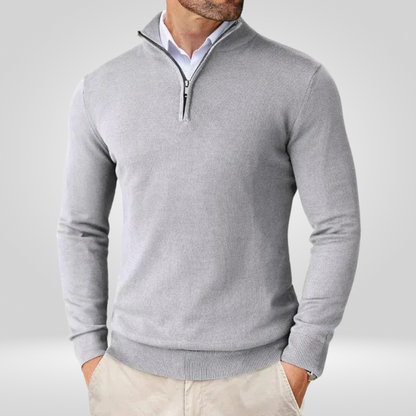 Sweter Męski | Kaptur, Stójka Mock Neck i Krótki Zamek przy Szyi