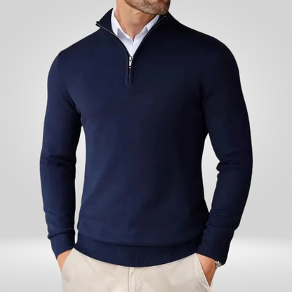 Sweter Męski | Kaptur, Stójka Mock Neck i Krótki Zamek przy Szyi