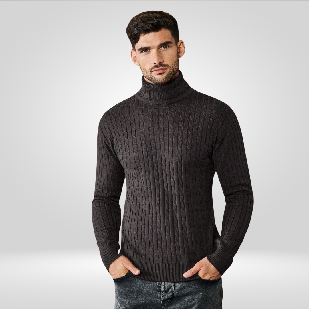 Sweter Męski | Golf z Prążkowaną Strukturą i Dopasowanym Krojem