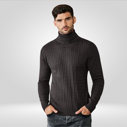 Sweter Męski | Golf z Prążkowaną Strukturą i Dopasowanym Krojem