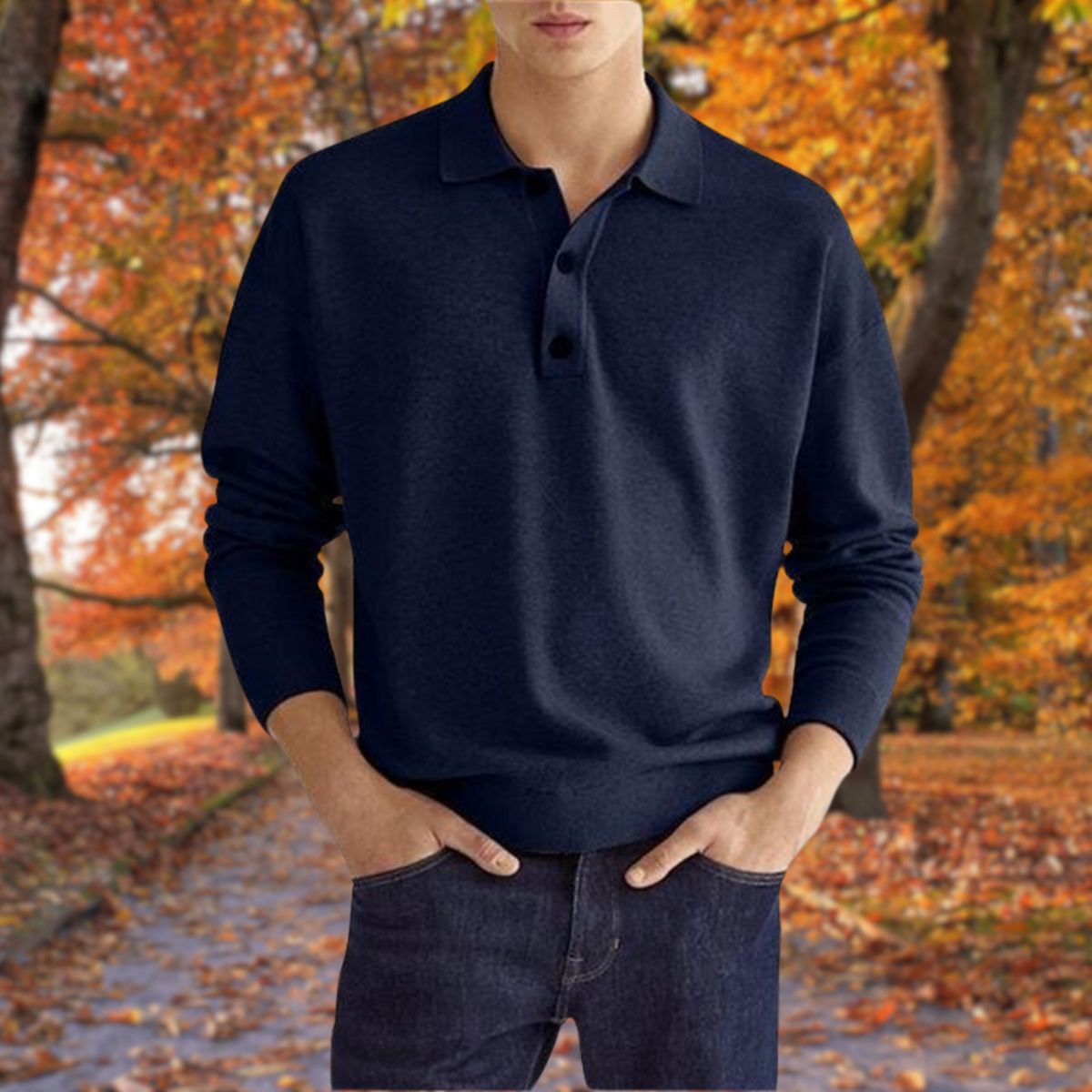 Sweter Męski | Z Kołnierzem Polo i Krótkim Zapięciem, Miękki w Dotyku