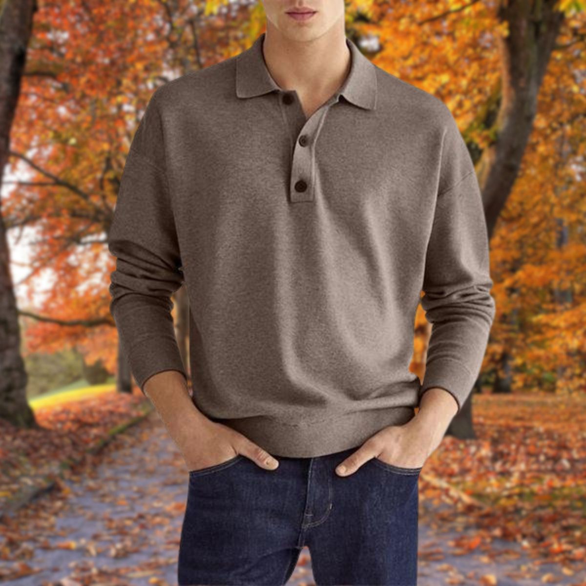 Sweter Męski | Z Kołnierzem Polo i Krótkim Zapięciem, Miękki w Dotyku