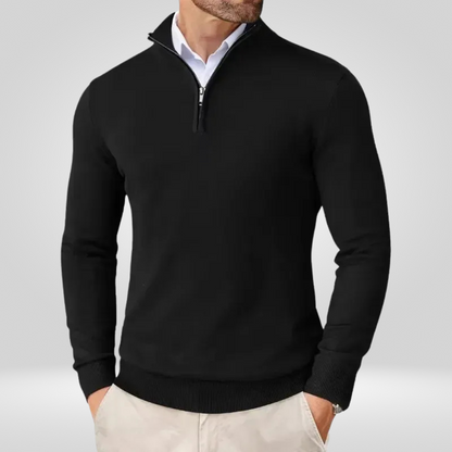 Sweter Męski | Kaptur, Stójka Mock Neck i Krótki Zamek przy Szyi