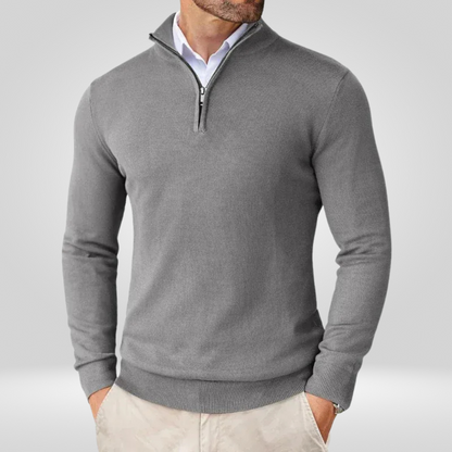 Sweter Męski | Kaptur, Stójka Mock Neck i Krótki Zamek przy Szyi
