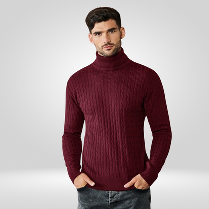 Sweter Męski | Golf z Prążkowaną Strukturą i Dopasowanym Krojem