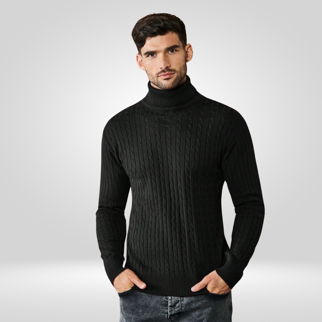 Sweter Męski | Golf z Prążkowaną Strukturą i Dopasowanym Krojem