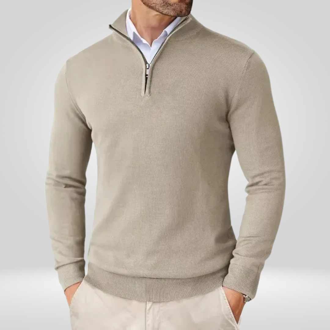 Sweter Męski | Kaptur, Stójka Mock Neck i Krótki Zamek przy Szyi