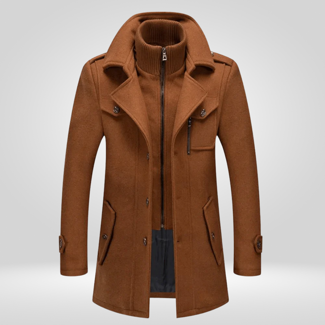 Kurtka Męska | Slim Fit, Ustrukturyzowany Kołnierz, Zamek i Guziki