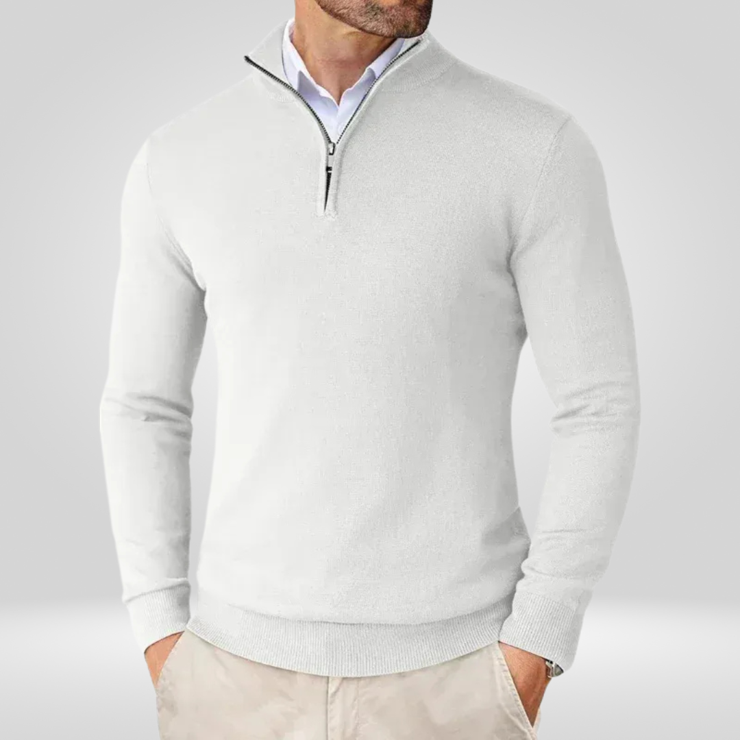 Sweter Męski | Kaptur, Stójka Mock Neck i Krótki Zamek przy Szyi