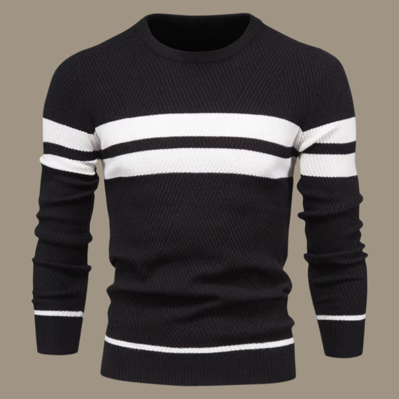 Sweter Męski | Wełna z Dwustopniowym Detalem Kroju