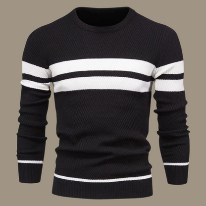Sweter Męski | Wełna z Dwustopniowym Detalem Kroju