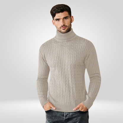 Sweter Męski | Golf z Prążkowaną Strukturą i Dopasowanym Krojem