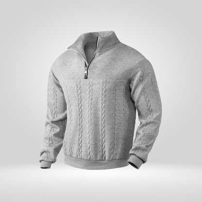 Sweter Męski | Kołnierz Henley, Pół Zamek i Bawełniana Dzianina