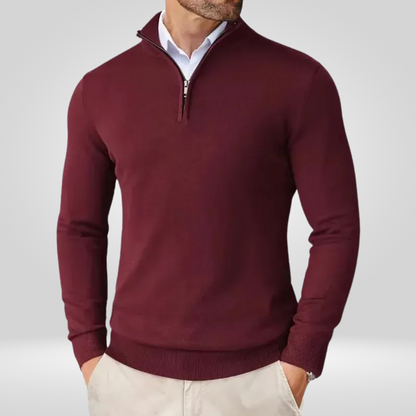 Sweter Męski | Kaptur, Stójka Mock Neck i Krótki Zamek przy Szyi