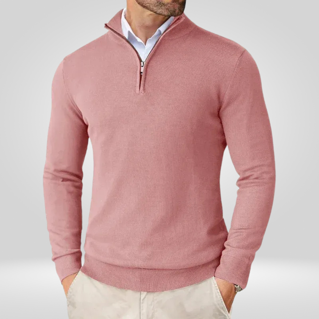 Sweter Męski | Kaptur, Stójka Mock Neck i Krótki Zamek przy Szyi