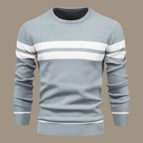 Sweter Męski | Wełna z Dwustopniowym Detalem Kroju