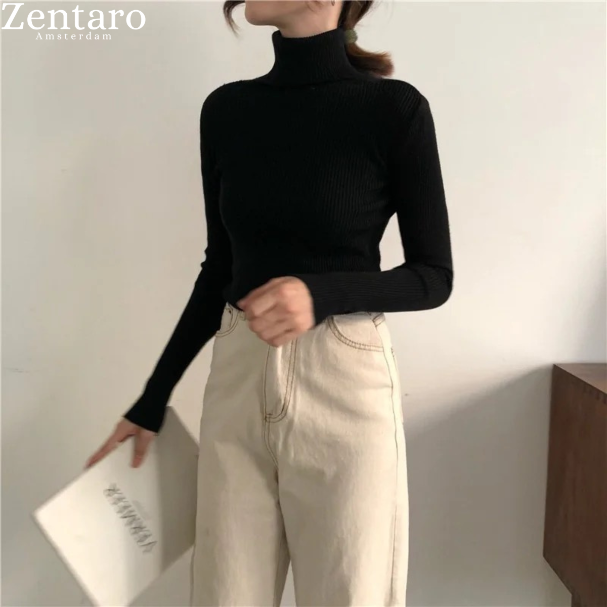 Sweter Damski | Golf Uniwersalny Rozmiar z Elastyczną Dzianiną