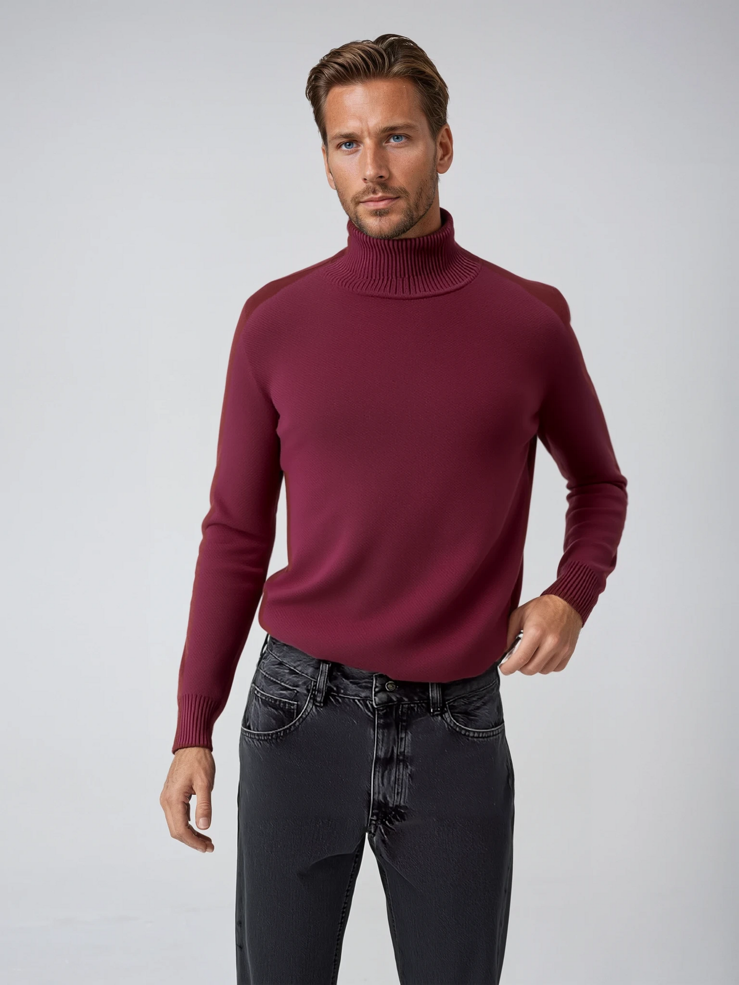 Sweter Męski | Kołnierz z Wykończonymi Krawędziami