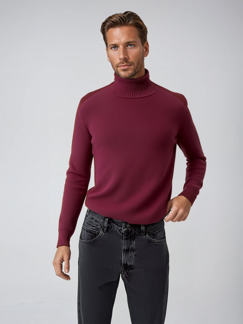 Sweter Męski | Kołnierz z Wykończonymi Krawędziami