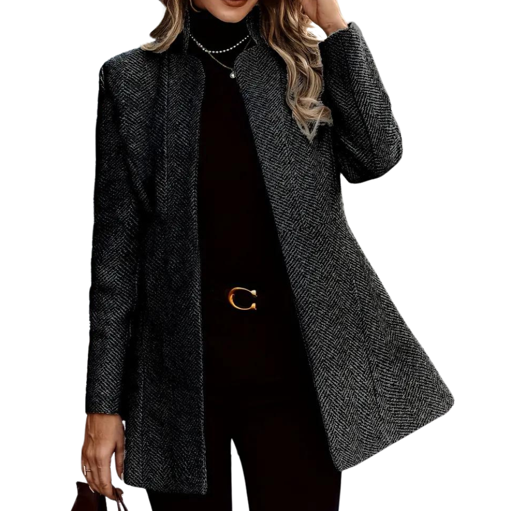 Kurtka Damska | Taliowany Krój oraz Wysoko Zapinany Kołnierz przy Szyi