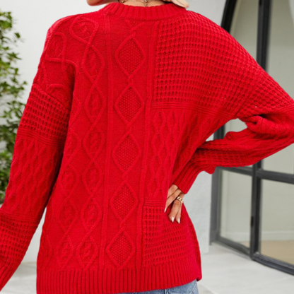 Sweter Damski | Swobodny Krój z Dzianiny w Kilku Kolorach