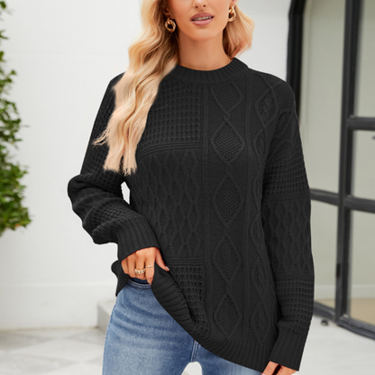 Sweter Damski | Swobodny Krój z Dzianiny w Kilku Kolorach