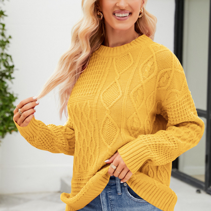 Sweter Damski | Swobodny Krój z Dzianiny w Kilku Kolorach