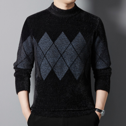 Sweter Męski | Wzór Diamentowy, Slim Fit na Co Dzień i Formalne Okazje