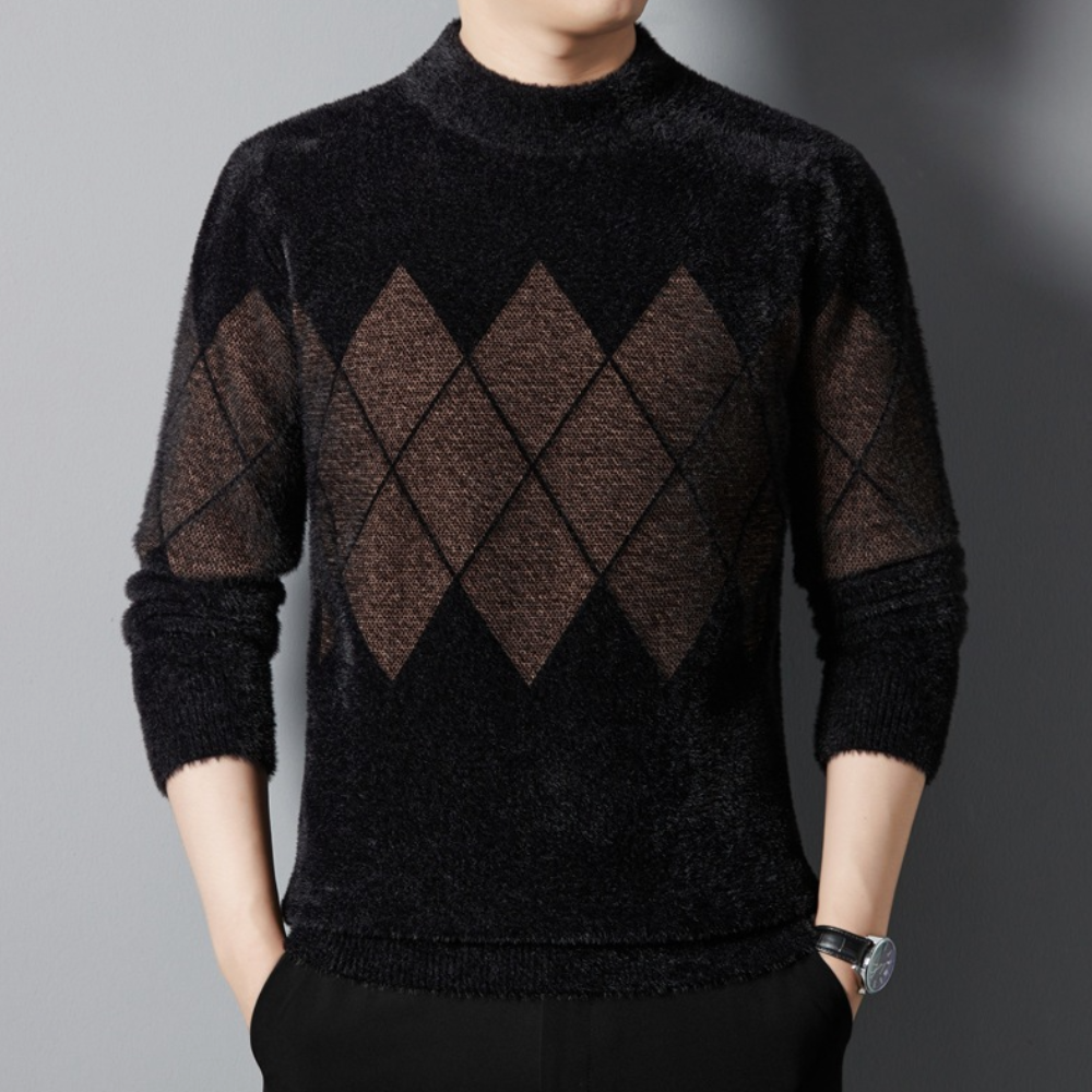 Sweter Męski | Wzór Diamentowy, Slim Fit na Co Dzień i Formalne Okazje