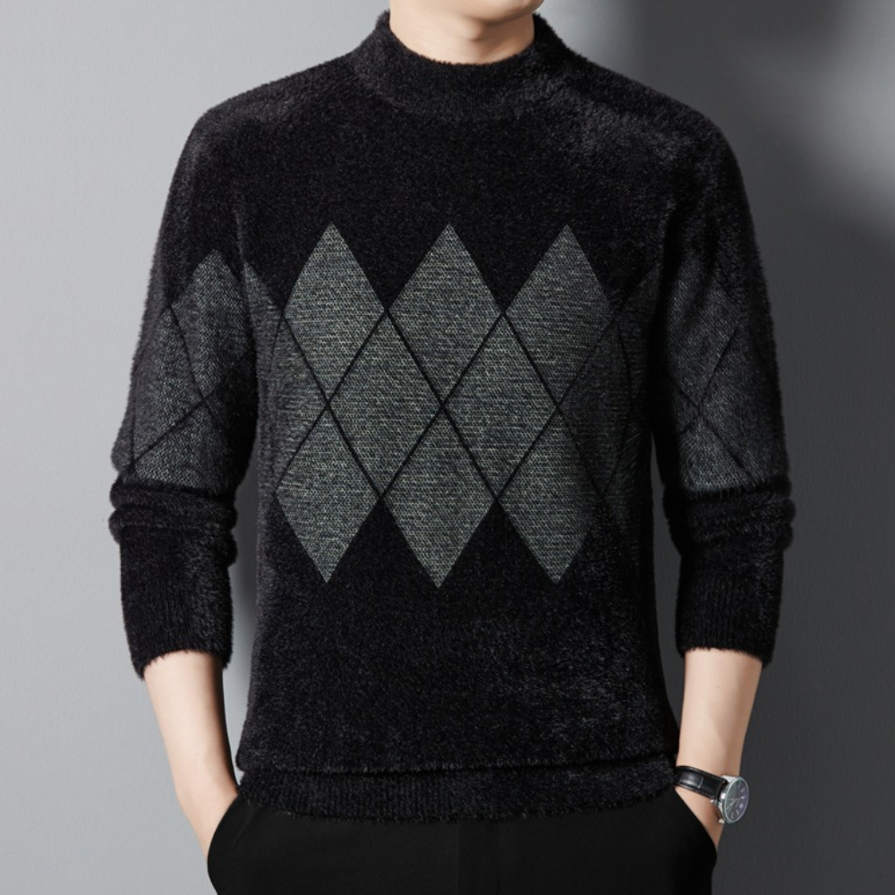 Sweter Męski | Wzór Diamentowy, Slim Fit na Co Dzień i Formalne Okazje