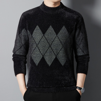 Sweter Męski | Wzór Diamentowy, Slim Fit na Co Dzień i Formalne Okazje