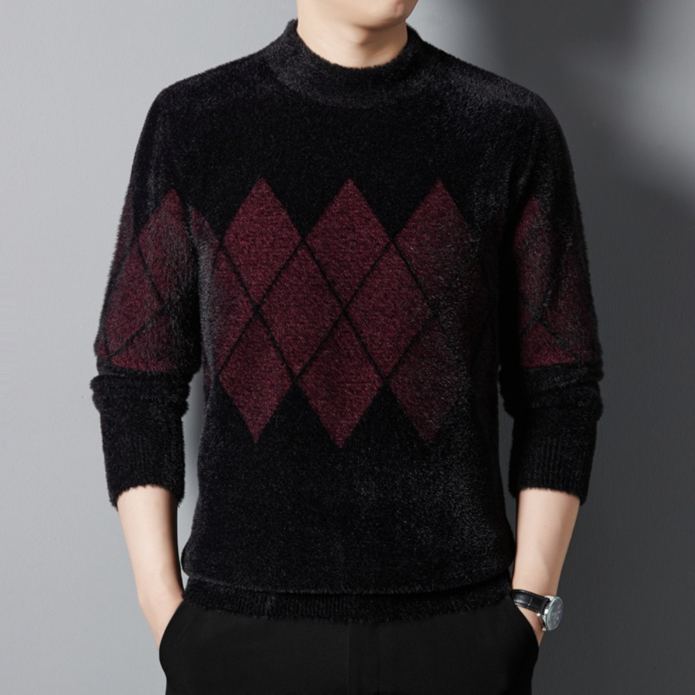 Sweter Męski | Wzór Diamentowy, Slim Fit na Co Dzień i Formalne Okazje