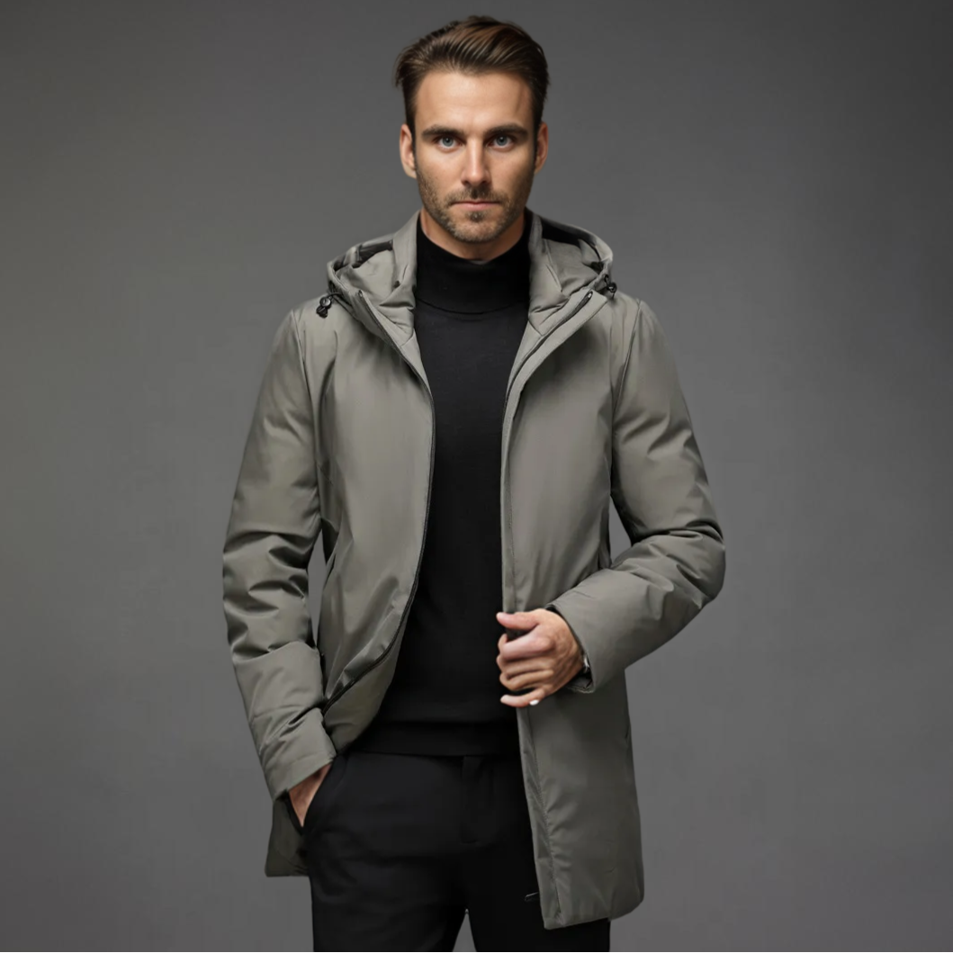 Kurtka Męska | Slim Fit, z Odpinanym Kapturem i Ukrytym Zapięciem