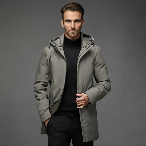 Kurtka Męska | Slim Fit, z Odpinanym Kapturem i Ukrytym Zapięciem