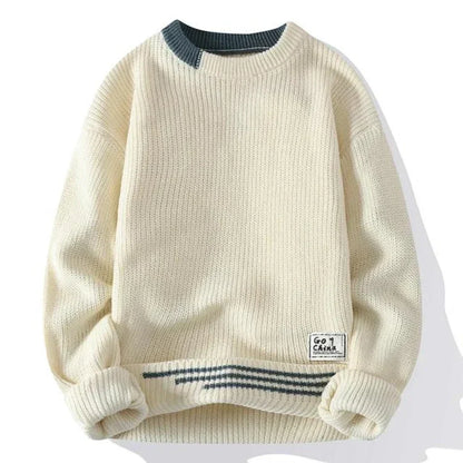 Sweter Męski | Luźny Oversize'owy Krój ze Sportowymi Paskami na Jesień