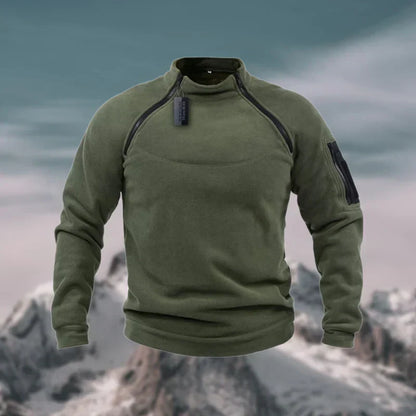 Sweter Męski | Polar z Pół Zamkiem i Wysokim Kołnierzem
