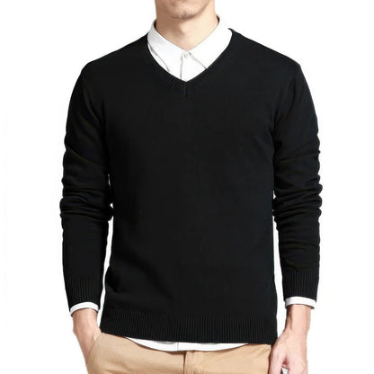 Sweter Męski | Dekolt w Serek z Przewiewną Tkaniną