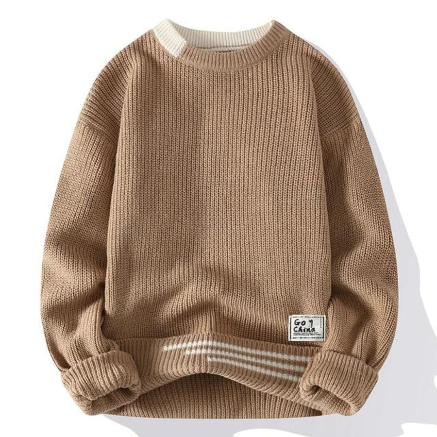 Sweter Męski | Luźny Oversize'owy Krój ze Sportowymi Paskami na Jesień