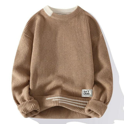Sweter Męski | Luźny Oversize'owy Krój ze Sportowymi Paskami na Jesień