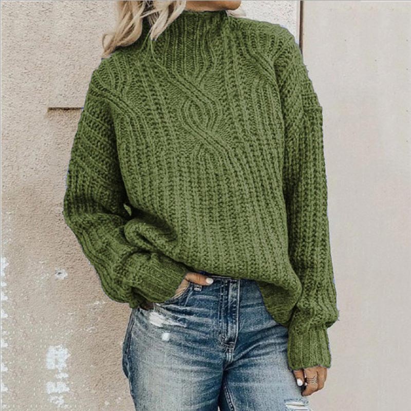 Sweter Damski | Oversize z Wysokim Kołnierzem i Długim Rękawem