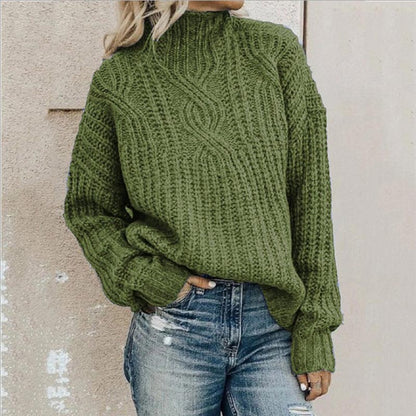 Sweter Damski | Oversize z Wysokim Kołnierzem i Długim Rękawem