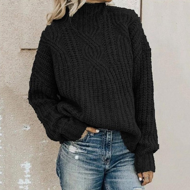 Sweter Damski | Oversize z Wysokim Kołnierzem i Długim Rękawem